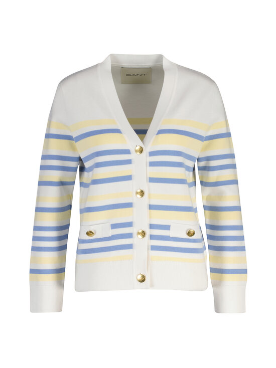 GANT - Textured Striped V-Neck -neuletakki - 713 VANILLA YELLOW | Stockmann - photo 1