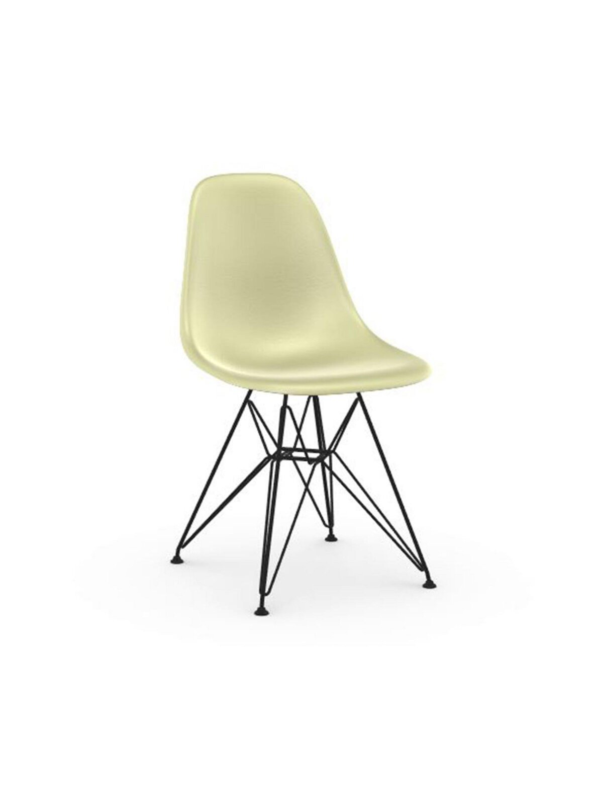 Eames dsr fiberglass -tuoli parchment/musta