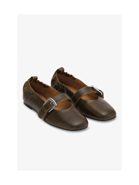 Ganni - Butterfly Strap Crinkle Oleatex -ballerinat - 826 DARK OLIVE - photo 2 Ganni - Butterfly Strap Crinkle Oleatex -ballerinat - 826 DARK OLIVE | Stockmann - photo 2