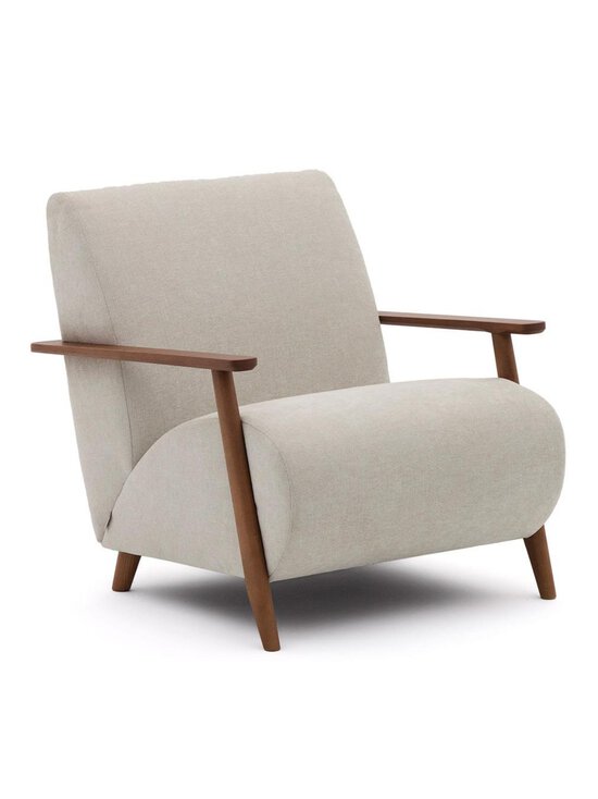 Kave Home - Meghan-nojatuoli helmenharmaa chenille-kangas / pähkinä - GREY | Stockmann - photo 1