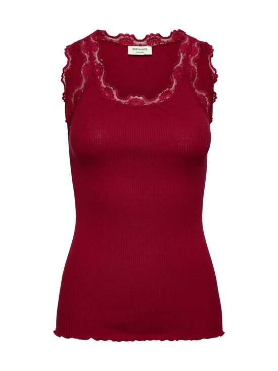 Rosemunde - RWBabette Lace U-neck -silkkisekoitetoppi - 087 KARANDA RED | Stockmann - photo 1
