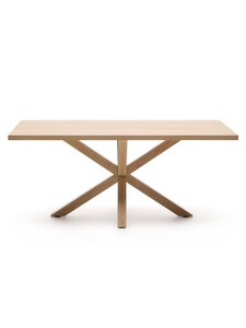 Kave Home - Argo-ruokapöytä tammenvärinen melamiini / puunvärinen teräs 180 x 100 cm - BROWN | Stockmann