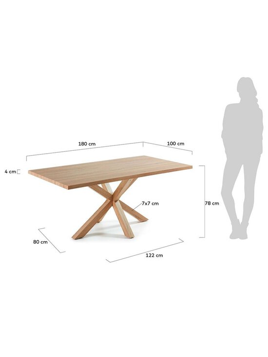 Kave Home - Argo-ruokapöytä tammenvärinen melamiini / puunvärinen teräs 180 x 100 cm - BROWN | Stockmann - photo 3
