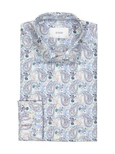 Eton - Slim Fit Motif Cotton Tencel -kauluspaita - 25 MID BLUE | Stockmann
