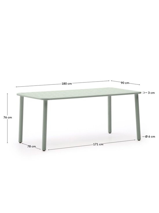 Kave Home - Brai-ruokapöytä vaaleanvihreä 180 x 90 cm - GREEN | Stockmann - photo 9
