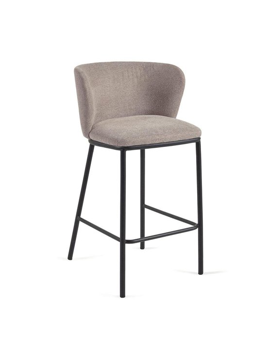 Kave Home - Ciselia-baarijakkara ruskea chenille-kangas / musta metalli K 65 cm - BEIGE | Stockmann - photo 1
