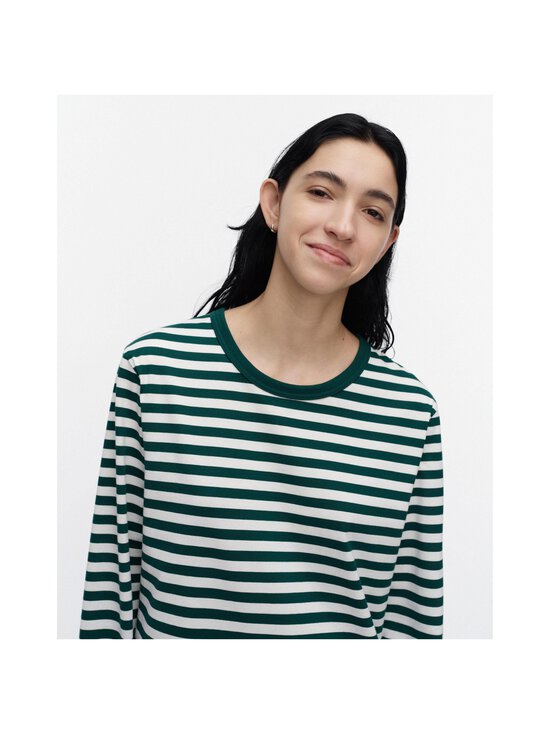 Marimekko - Tasaraita Unisex -trikoopaita - 061 DARK GREEN, OFF WHITE | Stockmann - photo 6