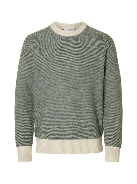 Selected - SlhRai Crewneck -neulepaita - DEEP FOREST DETAIL:MINISTRIPE OATMEAL | Stockmann - photo 1