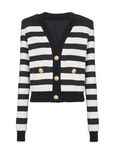 BALMAIN - Stripe Jersey -neuletakki - EAB NOIR/BLANC | Stockmann