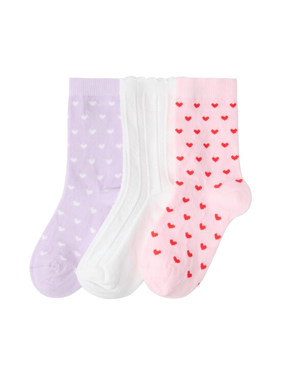 Lindex - Sokid Hearts and Pointelle 3 tk - 6666 PINK | Stockmann - photo 1