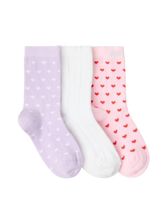 Lindex - Sokid Hearts and Pointelle 3 tk - 6666 PINK | Stockmann - photo 2