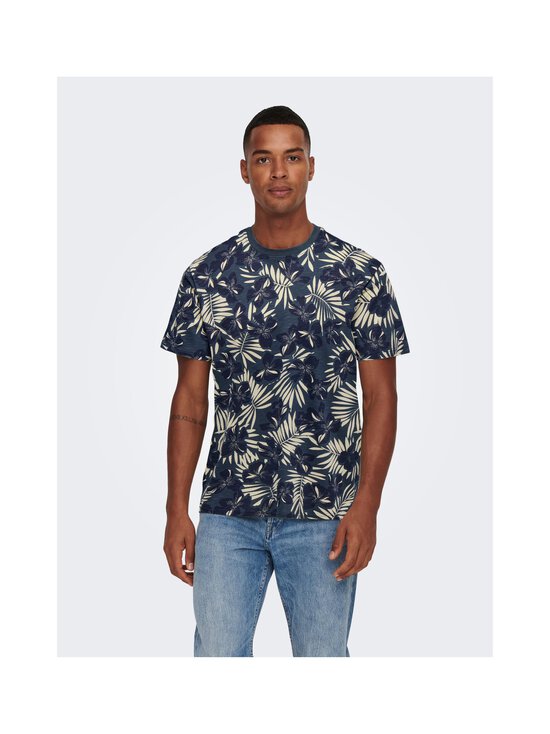 Only & Sons - OnsPerry Life t-paita - PEACOAT AOP:BLUE NIGHTS + PUTTY | Stockmann - photo 3