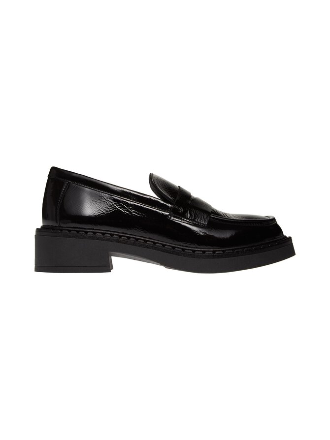 Black patent leather loafers