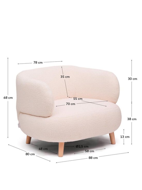 Kave Home - Luisa-nojatuoli Himalaya-kangas vaalea beige / pyökki - WHITE | Stockmann - photo 9