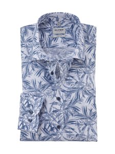 Olymp - Triiksärk Body Fit Level 5 Leaf Print - 13 RAUCHBLAU | Stockmann