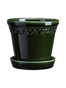 Bergs Potter - Køpenhavner Glazed Emerald Green -ruukku ja aluslautanen 21 cm - EMERALD GREEN EMERALD GREEN | Stockmann