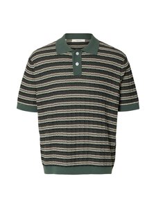 Selected - Polosärk SlhDane Knit Structure - BALSAM GREEN DETAIL:STRIPES | Stockmann