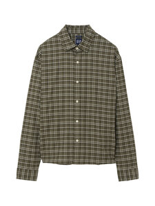 GAP - Cropped Oxford Relaxed krekls ar apkakli - OLIVE PLAID | Stockmann