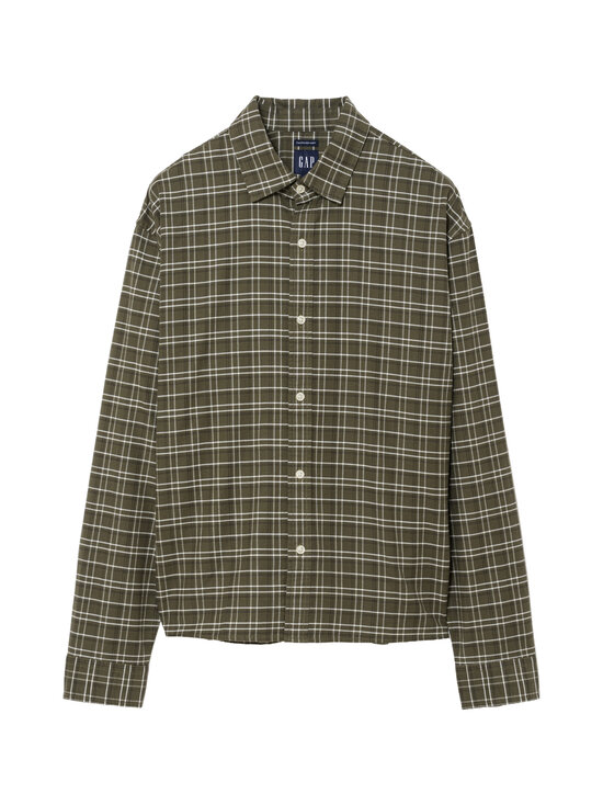 GAP - Cropped Oxford Relaxed krekls ar apkakli - OLIVE PLAID | Stockmann - photo 1
