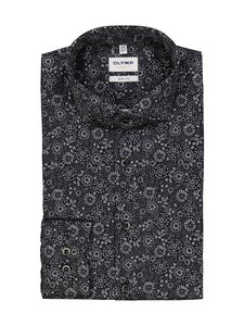 Olymp - Body Fit Flower Print krekls ar apkakli - 63 SILBERGRAU | Stockmann