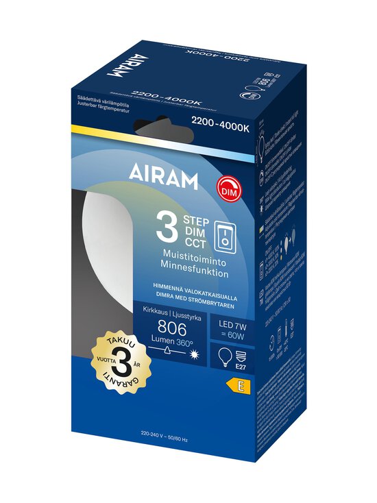 Airam - LED G95 822-840 806lm E27 3 Step Dim CCT -himmennettävä lamppu - TRANSPARENT | Stockmann - photo 2