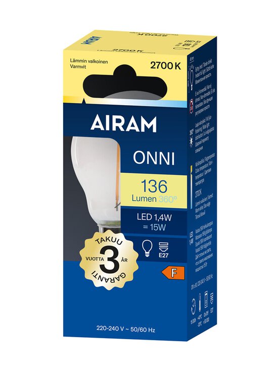 Airam - LED P45 827 136lm E27 -filamenttilamppu - TRANSPARENT | Stockmann - photo 2