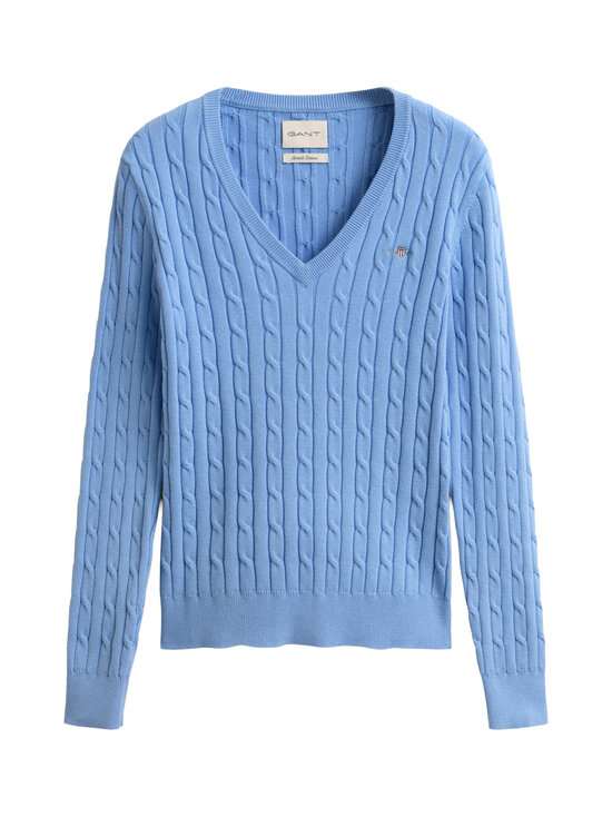 GANT - Stretch Cotton V-Neck -palmikkoneule - 424 HYDRANGEA BLUE | Stockmann - photo 1