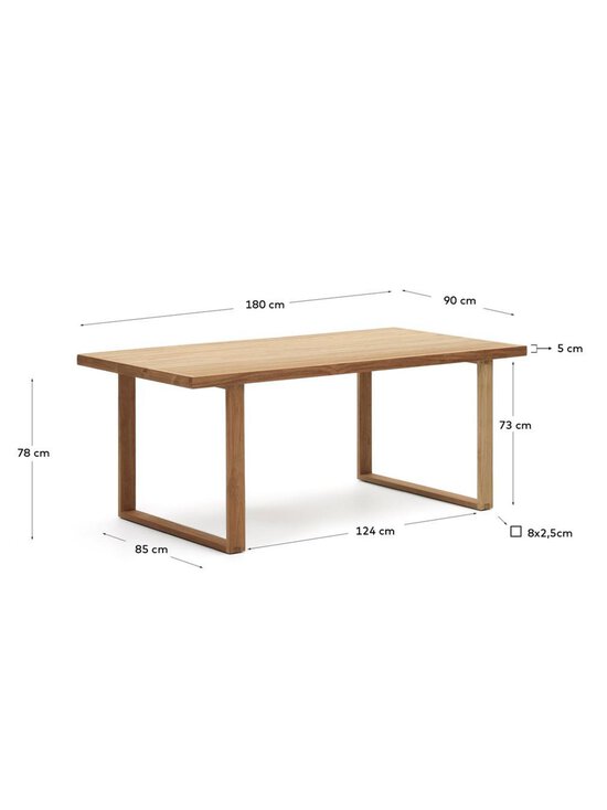 Kave Home - Canadell-ruokapöytä tiikki 180 x 90 cm - BEIGE | Stockmann - photo 9