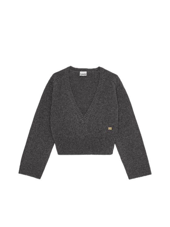 Ganni - Wool Deep V-Neck -neule - 252 PHANTOM | Stockmann - photo 1