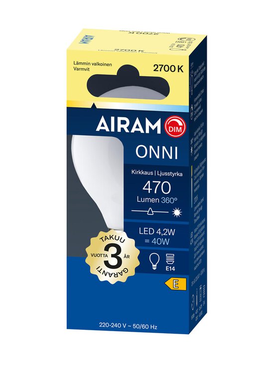 Airam - LED P45 827 470lm E14 Onni -himmennettävä opaalilamppu - TRANSPARENT | Stockmann - photo 2