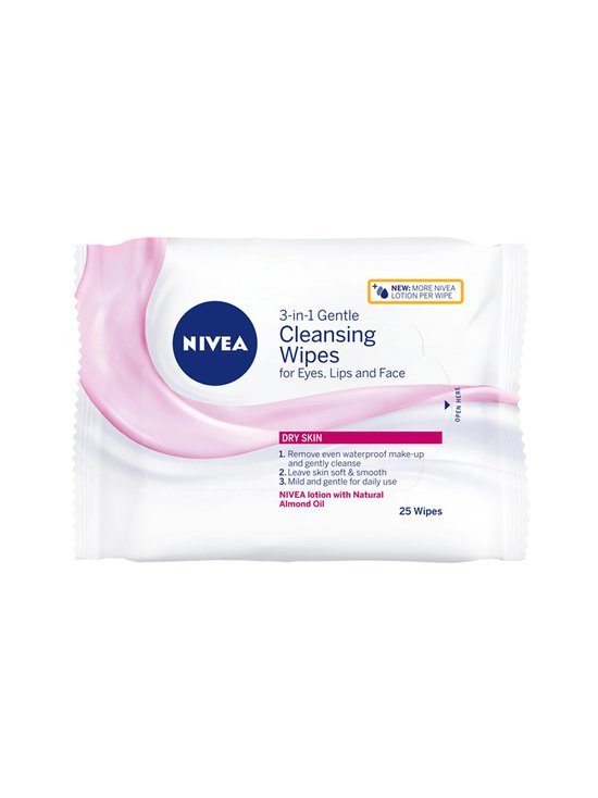 3-in-1 Gentle Cleansing Wipes -puhdistusliinat kuivalle iholle, 25 kpl