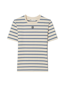 Tory Burch - Striped Cotton T-krekls - 144 LIGHT IVORY / BLUE STRIPE | Stockmann