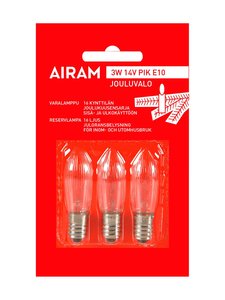 Airam - Replacement lamp pik 14V 3W E10, 3 pcs Airam - Replacement lamp pik 14V 3W E10, 3 pcs | Stockmann