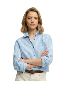 Superdry - Premium Linen Slim -paita - J9E CLASSIC BLUE STRIPE | Stockmann