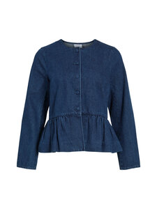 Vila - Vigiana O-Neck Peplum -farkkupaita - DARK BLUE DENIM | Stockmann