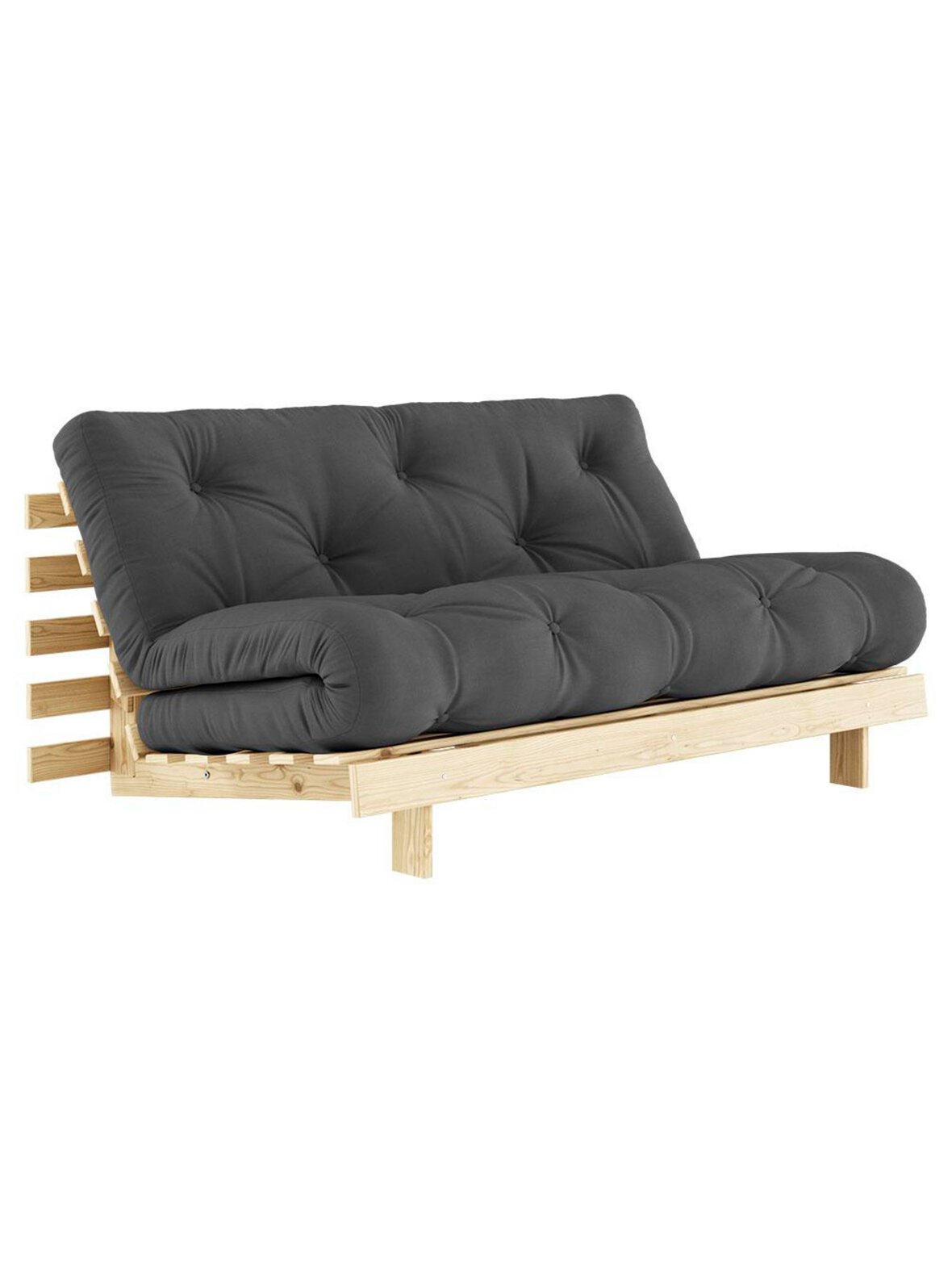 Roots-futonsohva dark grey/mänty L 160 cm