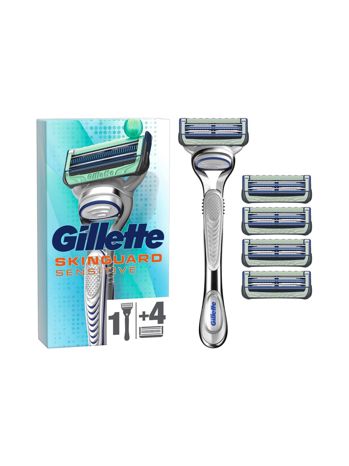 Gillette Skinguard sensitive -partahöylä + 4 vaihtoterää