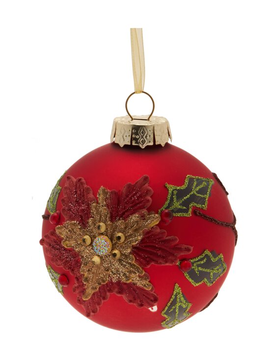 Villa Stockmann - Poinsettia & Holly Design -lasipallo 7,9 cm - RED/GOLD | Stockmann - photo 2