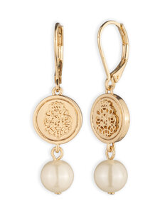 Lauren Ralph Lauren - Helmestega kõrvarõngad Adeline Coin Double Drop - GLD/WHITE | Stockmann
