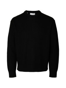 Selected - Relaxed Wool Crew Neck -neule - BLACK | Stockmann