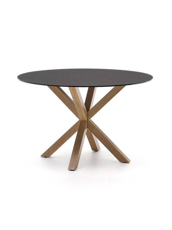 Kave Home - Argo-ruokapöytä musta lasi / puunvärinen teräs ⌀ 120 cm - BLACK | Stockmann - photo 1