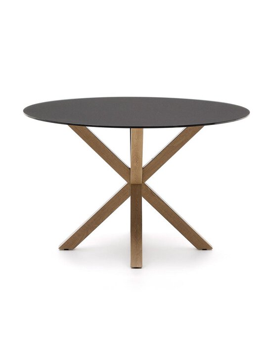 Kave Home - Argo-ruokapöytä musta lasi / puunvärinen teräs ⌀ 120 cm - BLACK | Stockmann - photo 2