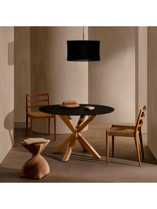 Kave Home - Argo-ruokapöytä musta lasi / puunvärinen teräs ⌀ 120 cm - BLACK | Stockmann - photo 5
