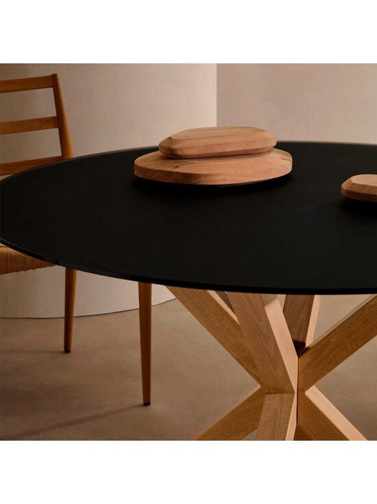 Kave Home - Argo-ruokapöytä musta lasi / puunvärinen teräs ⌀ 120 cm - BLACK | Stockmann - photo 6