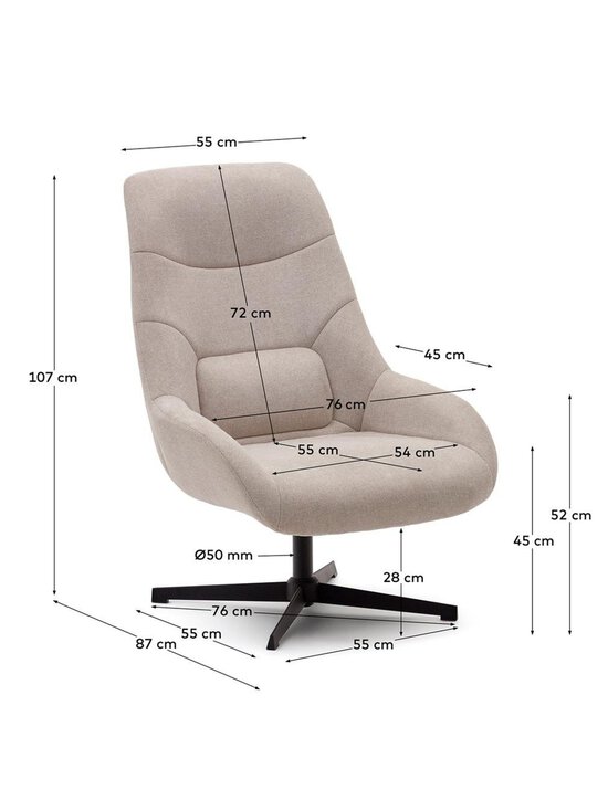 Kave Home - Celida-nojatuoli beige chenille-kangas - BEIGE | Stockmann - photo 8