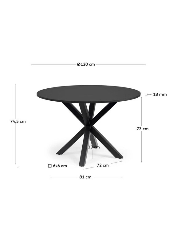 Kave Home - Argo-ruokapöytä musta ⌀ 120 cm - BLACK | Stockmann - photo 3