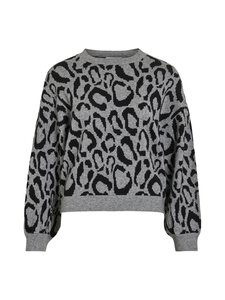 Vila - Kampsun Vitip O-Neck - MEDIUM GREY MELANGE PATTERN:BLACK BEAUTY LEO | Stockmann