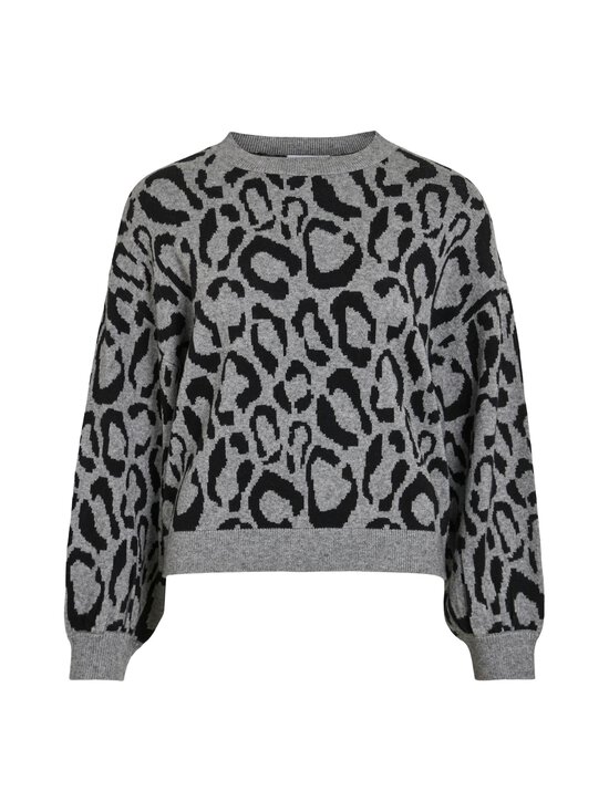 Vila - Kampsun Vitip O-Neck - MEDIUM GREY MELANGE PATTERN:BLACK BEAUTY LEO | Stockmann - photo 1