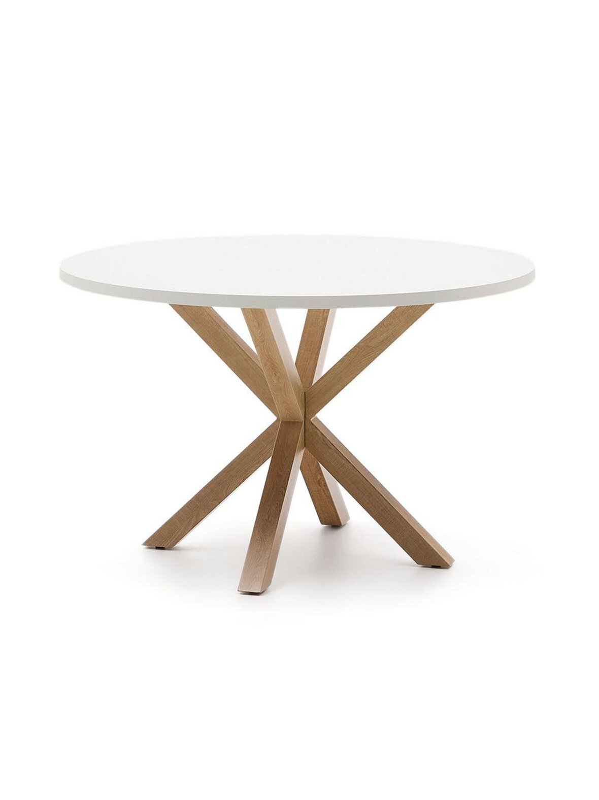 Argo-ruokapöytä valkoinen melamiini / puunvärinen teräs ⌀ 120 cm