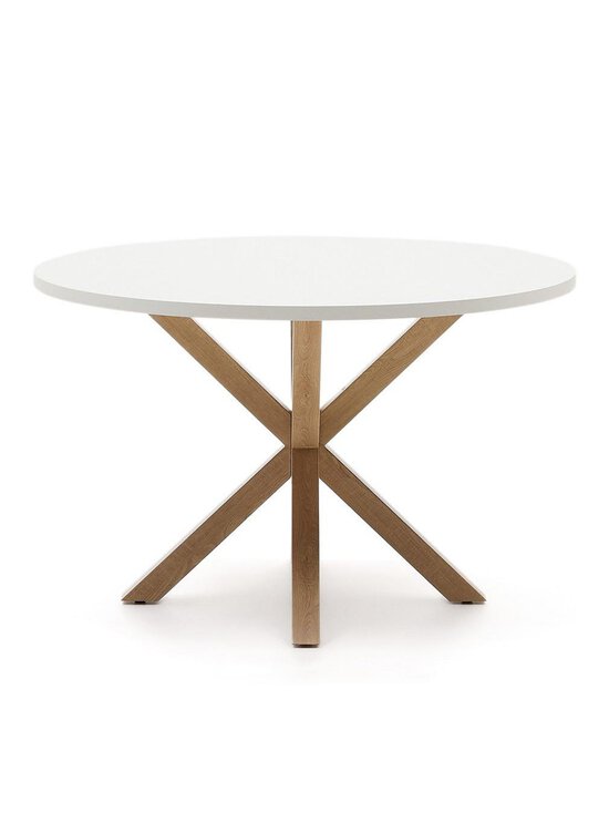 Kave Home - Argo-ruokapöytä valkoinen melamiini / puunvärinen teräs ⌀ 120 cm - WHITE | Stockmann - photo 2